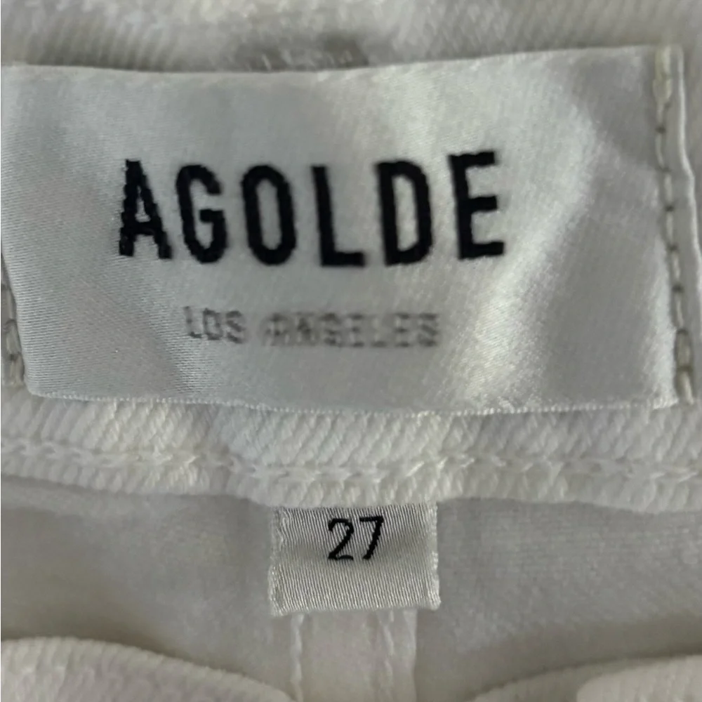 Agolde Willow Mid-Rise Slim Cut White Jeans - Picture 3 of 8